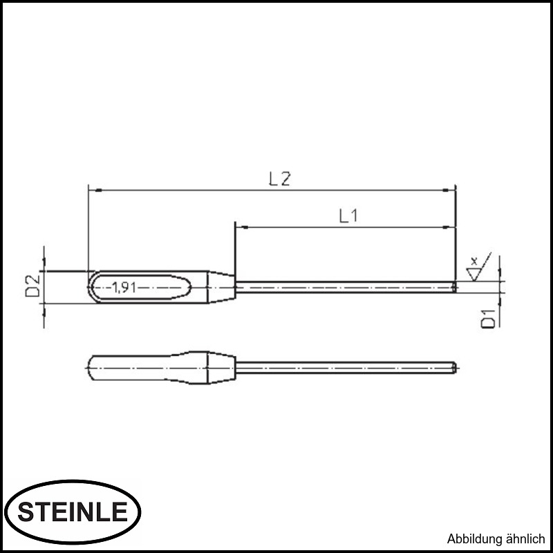 STEINLE 4318 Prüfstift Messstift 7,62 mm DIN 2269 Gen 2 Länge 70 mm 