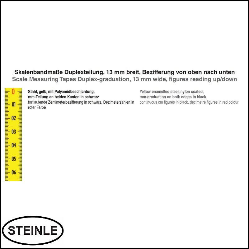 2m gelbes Skalenbandmaß RECHTS nach LINKS